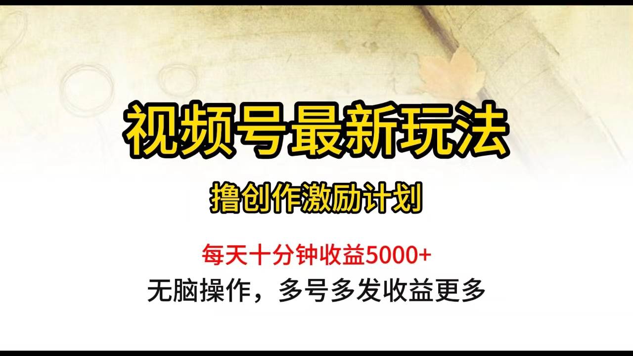 视频号最新玩法，每日一小时月入5000+赚米吧-网创项目资源站-副业项目-创业项目-搞钱项目赚米吧