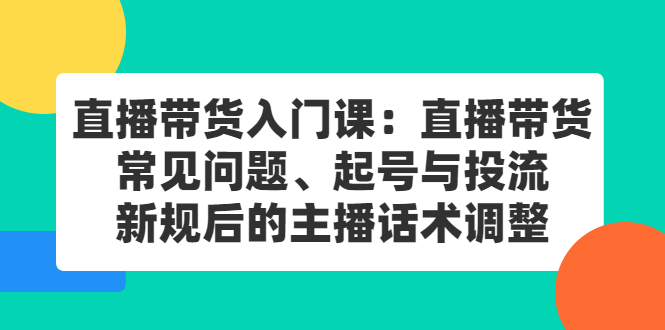 直播带货入门课：直播带货常见问题、起号与投流、新规后的主播话术调整赚米吧-网创项目资源站-副业项目-创业项目-搞钱项目赚米吧