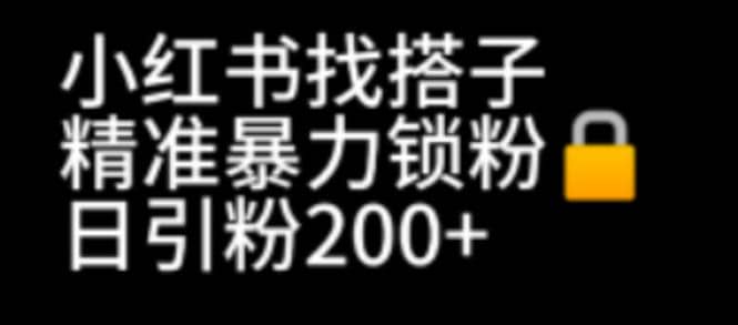 小红书找搭子暴力精准锁粉+引流日引200+精准粉赚米吧-网创项目资源站-副业项目-创业项目-搞钱项目赚米吧