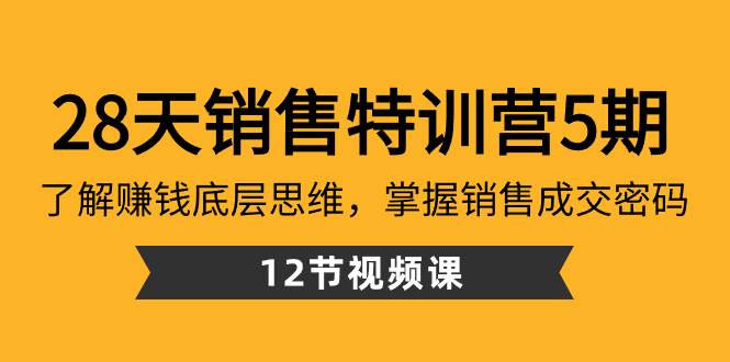 28天·销售特训营5期：了解赚钱底层思维，掌握销售成交密码（12节课）赚米吧-网创项目资源站-副业项目-创业项目-搞钱项目赚米吧