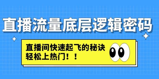 直播流量底层逻辑密码：直播间快速起飞的秘诀，轻松上热门赚米吧-网创项目资源站-副业项目-创业项目-搞钱项目赚米吧