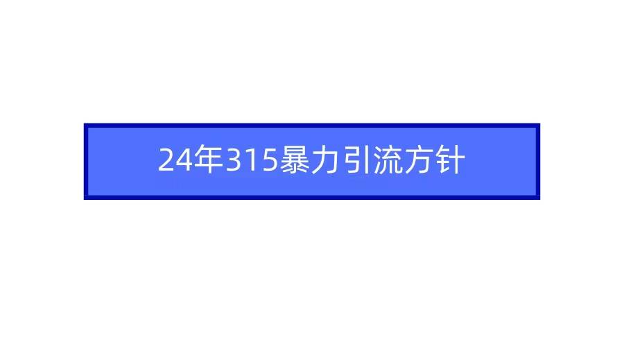 2024年315暴力引流方针赚米吧-网创项目资源站-副业项目-创业项目-搞钱项目赚米吧