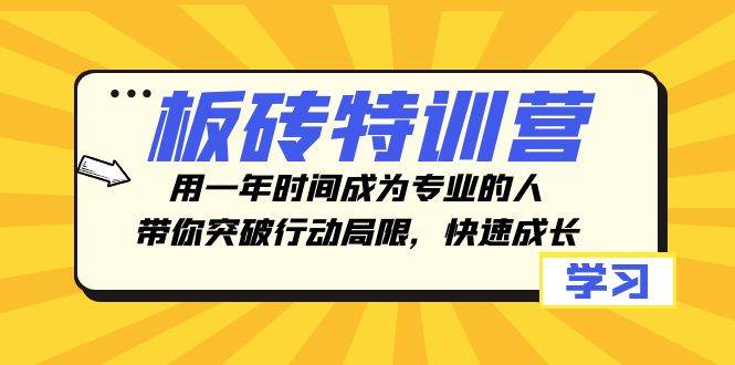 板砖特训营，用一年时间成为专业的人，带你突破行动局限，快速成长赚米吧-网创项目资源站-副业项目-创业项目-搞钱项目赚米吧
