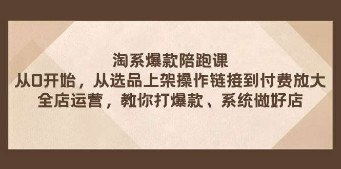 淘系爆款陪跑课 从选品上架操作链接到付费放大 全店运营 打爆款 系统做好店赚米吧-网创项目资源站-副业项目-创业项目-搞钱项目赚米吧