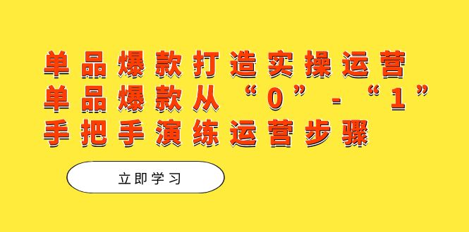 单品爆款打造实操运营，单品爆款从“0”-“1”手把手演练运营步骤赚米吧-网创项目资源站-副业项目-创业项目-搞钱项目赚米吧