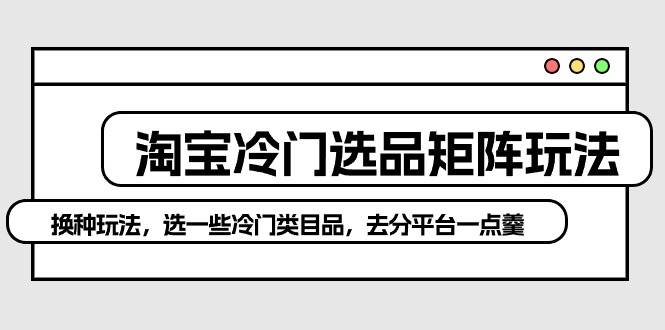 淘宝冷门选品矩阵玩法：换种玩法，选一些冷门类目品，去分平台一点羹赚米吧-网创项目资源站-副业项目-创业项目-搞钱项目赚米吧