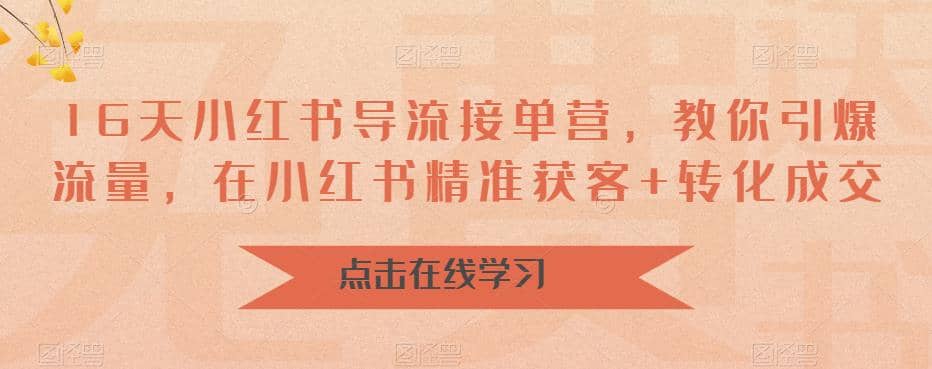 16天-小红书 导流接单营，教你引爆流量，在小红书精准获客+转化成交赚米吧-网创项目资源站-副业项目-创业项目-搞钱项目赚米吧