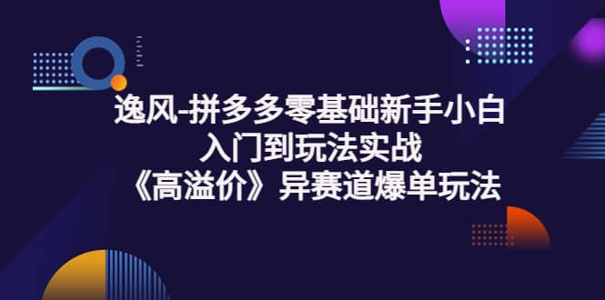 拼多多零基础新手小白入门到玩法实战《高溢价》异赛道爆单玩法实操课赚米吧-网创项目资源站-副业项目-创业项目-搞钱项目赚米吧