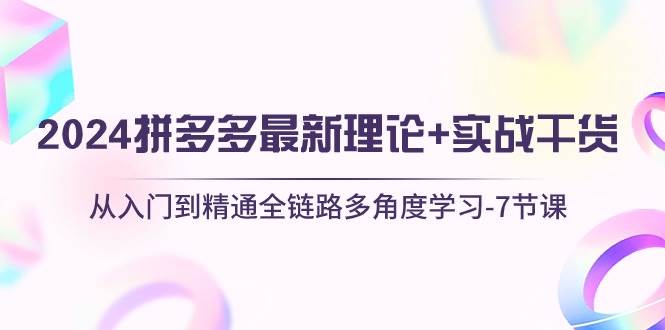 2024拼多多 最新理论+实战干货，从入门到精通全链路多角度学习-7节课赚米吧-网创项目资源站-副业项目-创业项目-搞钱项目赚米吧