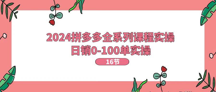 2024拼多多全系列课程实操，日销0-100单实操【16节课】赚米吧-网创项目资源站-副业项目-创业项目-搞钱项目赚米吧
