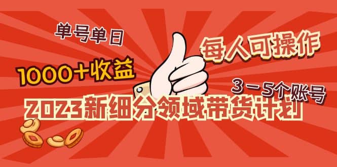 2023新细分领域带货计划：单号单日1000+收益不难，每人可操作3-5个账号赚米吧-网创项目资源站-副业项目-创业项目-搞钱项目赚米吧