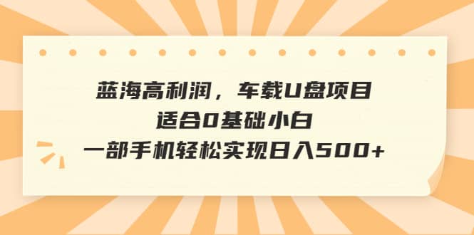 蓝海高利润，车载U盘项目，适合0基础小白，一部手机轻松实现日入500+赚米吧-网创项目资源站-副业项目-创业项目-搞钱项目赚米吧
