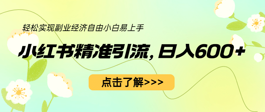 小红书精准引流，小白日入600+，轻松实现副业经济自由（教程+1153G资源）赚米吧-网创项目资源站-副业项目-创业项目-搞钱项目赚米吧