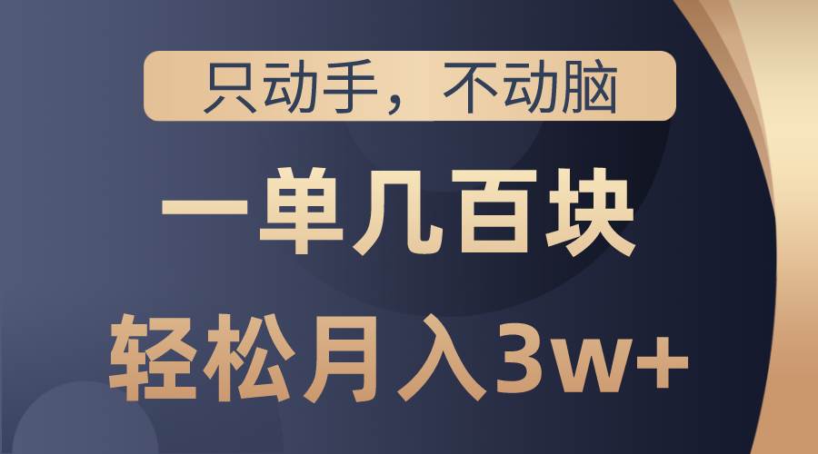 只动手不动脑，一单几百块，轻松月入3w+，看完就能直接操作，详细教程赚米吧-网创项目资源站-副业项目-创业项目-搞钱项目赚米吧