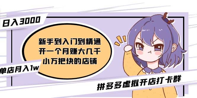 拼多多虚拟开店打卡群：新手到入门到精通赚米吧-网创项目资源站-副业项目-创业项目-搞钱项目赚米吧