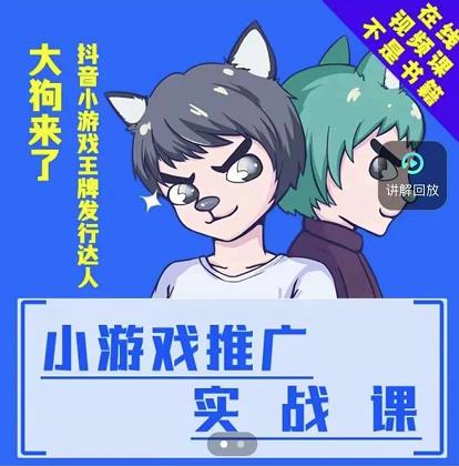 大狗来了：小游戏推广实战课，带你搭建一个游戏推广变现账号赚米吧-网创项目资源站-副业项目-创业项目-搞钱项目赚米吧