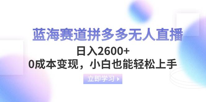 蓝海赛道拼多多无人直播，日入2600+，0成本变现，小白也能轻松上手赚米吧-网创项目资源站-副业项目-创业项目-搞钱项目赚米吧