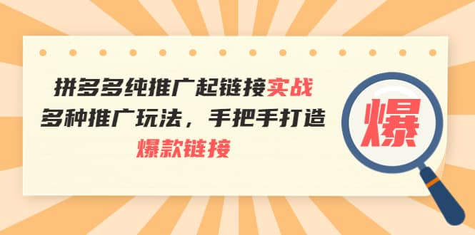 拼多多纯推广起链接实战：多种推广玩法，手把手打造爆款链接赚米吧-网创项目资源站-副业项目-创业项目-搞钱项目赚米吧