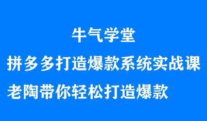 牛气学堂拼多多打造爆款系统实战课，老陶带你轻松打造爆款赚米吧-网创项目资源站-副业项目-创业项目-搞钱项目赚米吧