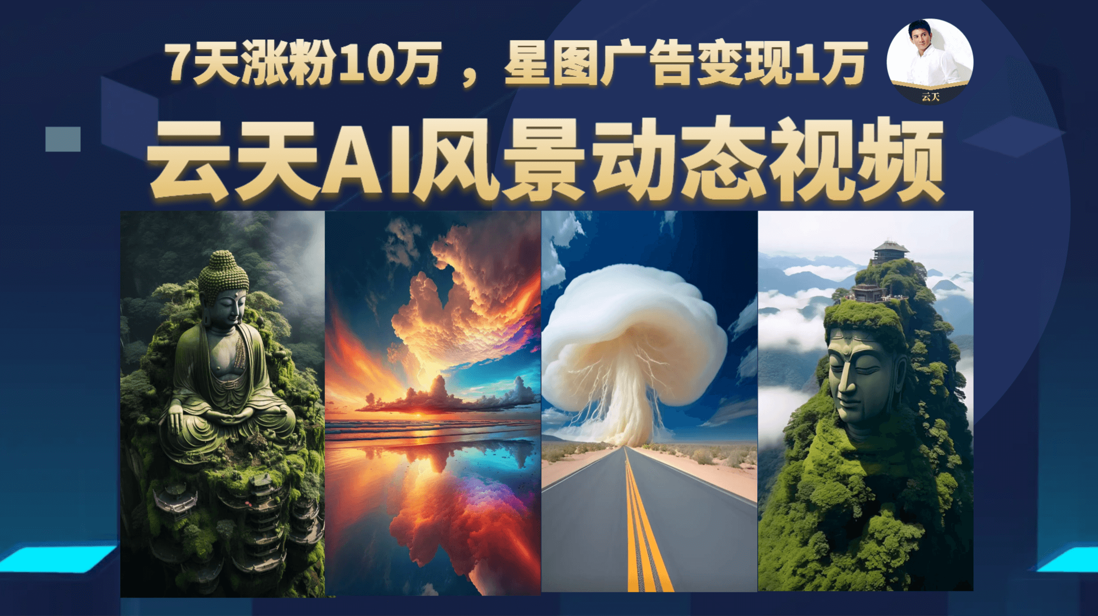 云天AI风景动图视频制作，7天涨粉10万 ，星图广告变现1万赚米吧-网创项目资源站-副业项目-创业项目-搞钱项目赚米吧