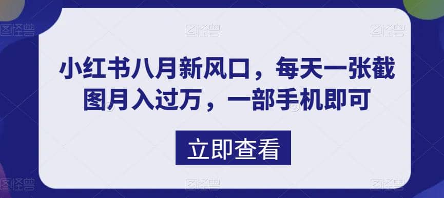 八月新风口，小红书虚拟项目一天收入1000+，实战揭秘赚米吧-网创项目资源站-副业项目-创业项目-搞钱项目赚米吧