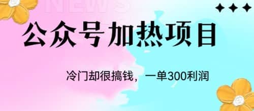 冷门公众号加热项目，一单利润300+赚米吧-网创项目资源站-副业项目-创业项目-搞钱项目赚米吧