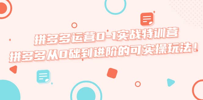拼多多运营0-1实战特训营，拼多多从0础到进阶的可实操玩法赚米吧-网创项目资源站-副业项目-创业项目-搞钱项目赚米吧