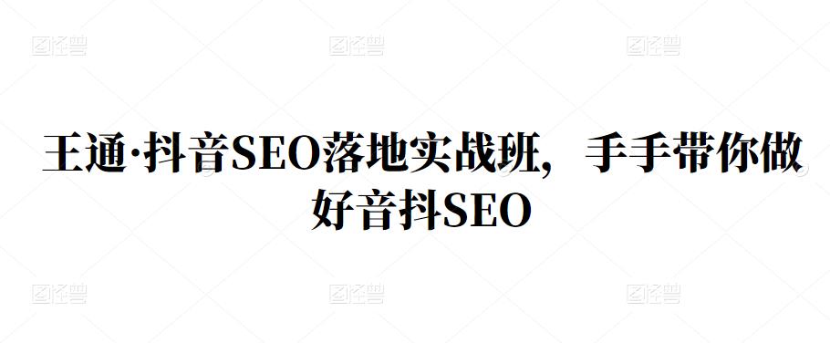 王通·抖音SEO落地实战班，手‬手带你做好音抖‬‬SEO赚米吧-网创项目资源站-副业项目-创业项目-搞钱项目赚米吧
