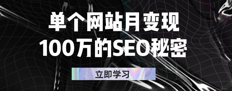 单个网站月变现100万的SEO秘密，百分百做出赚钱站点赚米吧-网创项目资源站-副业项目-创业项目-搞钱项目赚米吧