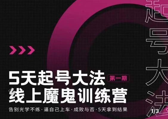 五天起号魔鬼训练营，告别光学不练，逼自己上车，成败与否，5天拿到结果赚米吧-网创项目资源站-副业项目-创业项目-搞钱项目赚米吧