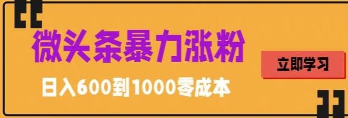 微头条暴力涨粉技巧搬运文案就能涨几万粉丝，简单0成本，日赚600赚米吧-网创项目资源站-副业项目-创业项目-搞钱项目赚米吧