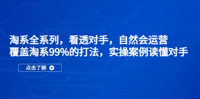 淘系全系列，看透对手，自然会运营，覆盖淘系99%·打法，实操案例读懂对手赚米吧-网创项目资源站-副业项目-创业项目-搞钱项目赚米吧