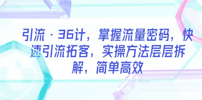 引流·36计，掌握流量密码，快速引流拓客，实操方法层层拆解，简单高效赚米吧-网创项目资源站-副业项目-创业项目-搞钱项目赚米吧