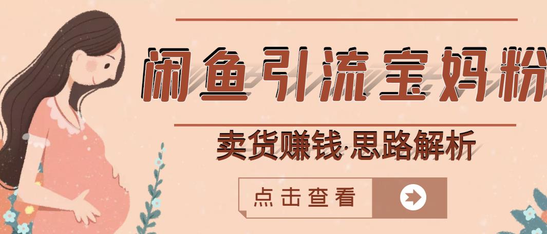 闲鱼引流宝妈粉+卖货赚钱一个月收益30000+（实操视频教程）赚米吧-网创项目资源站-副业项目-创业项目-搞钱项目赚米吧