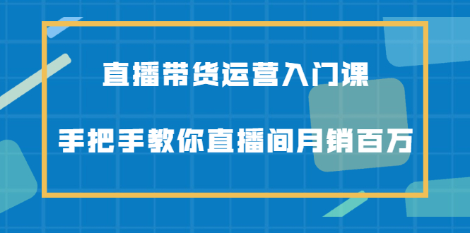 直播带货运营入门课，手把手教你直播间月销百万赚米吧-网创项目资源站-副业项目-创业项目-搞钱项目赚米吧