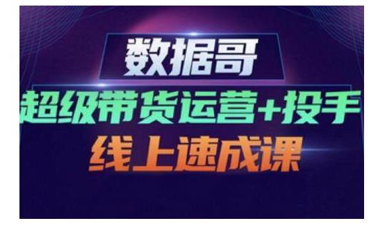 数据哥·超级带货运营+投手线上速成课，快速提升运营和熟悉学会投手技巧赚米吧-网创项目资源站-副业项目-创业项目-搞钱项目赚米吧