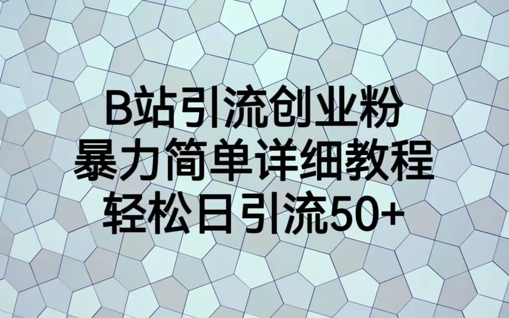 B站引流创业粉，暴力简单详细教程，轻松日引流50+赚米吧-网创项目资源站-副业项目-创业项目-搞钱项目赚米吧