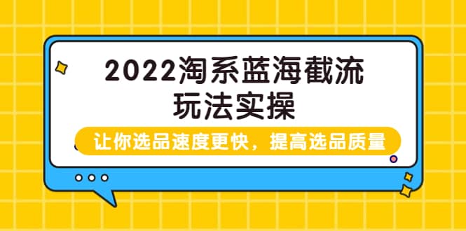 2022淘系蓝海截流玩法实操：让你选品速度更快，提高选品质量（价值599）赚米吧-网创项目资源站-副业项目-创业项目-搞钱项目赚米吧