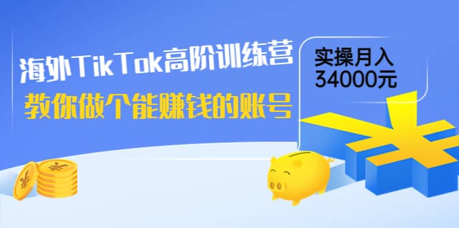 海外TikTok高阶训练营：教你做个能赚钱的账号，实操月入34000元！赚米吧-网创项目资源站-副业项目-创业项目-搞钱项目赚米吧