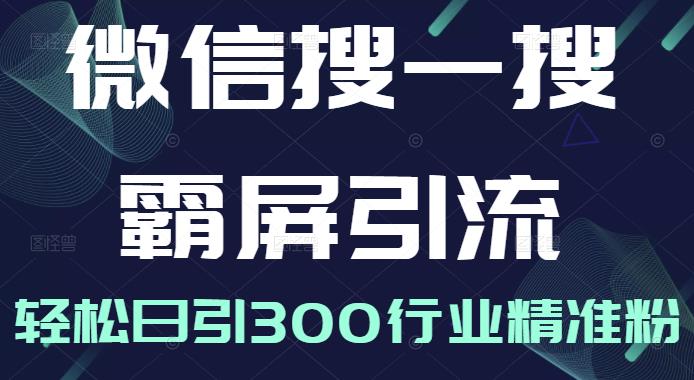 微信搜一搜霸屏引流课，打造被动精准引流系统，轻松日引300行业精准粉【无水印】赚米吧-网创项目资源站-副业项目-创业项目-搞钱项目赚米吧