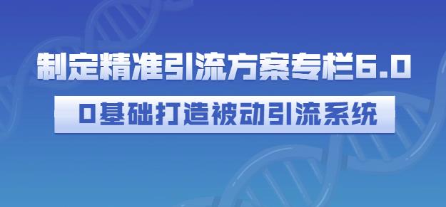制定精准引流方案专栏6.0，0基础打造被动引流系统赚米吧-网创项目资源站-副业项目-创业项目-搞钱项目赚米吧