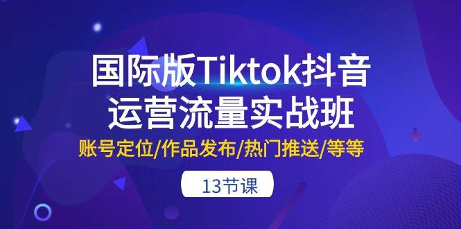 国际版Tiktok抖音运营流量实战班：账号定位/作品发布/热门推送/等等-13节赚米吧-网创项目资源站-副业项目-创业项目-搞钱项目赚米吧