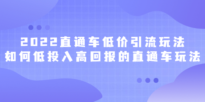 2022直通车低价引流玩法，教大家如何低投入高回报的直通车玩法赚米吧-网创项目资源站-副业项目-创业项目-搞钱项目赚米吧