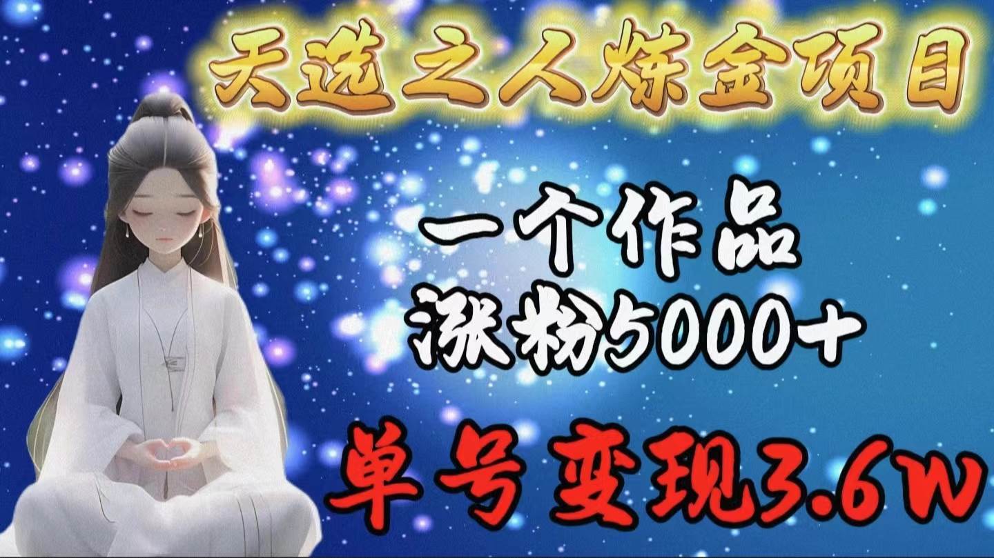 天选之人炼金项目，一个作品涨粉5000+，单号变现3.6w赚米吧-网创项目资源站-副业项目-创业项目-搞钱项目赚米吧