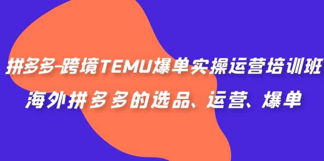 拼多多-跨境TEMU爆单实操运营培训班，海外拼多多的选品、运营、爆单赚米吧-网创项目资源站-副业项目-创业项目-搞钱项目赚米吧