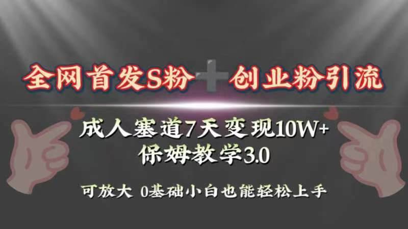 全网首发s粉加创业粉引流变现，成人用品赛道7天变现10w+保姆教学3.0赚米吧-网创项目资源站-副业项目-创业项目-搞钱项目赚米吧