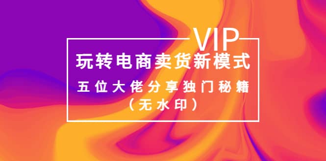 某收费培训：玩转电商卖货新模式，五位大佬分享独门秘籍（无水印）赚米吧-网创项目资源站-副业项目-创业项目-搞钱项目赚米吧