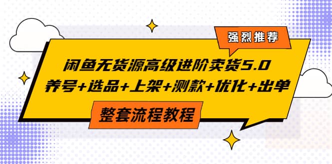 闲鱼无货源高级进阶卖货5.0，养号+选品+上架+测款+优化+出单整套流程教程赚米吧-网创项目资源站-副业项目-创业项目-搞钱项目赚米吧