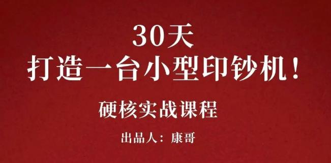 康哥30天打造一台小型印钞机：躺赚30万的项目完整复盘（视频教程）赚米吧-网创项目资源站-副业项目-创业项目-搞钱项目赚米吧