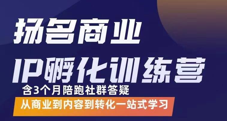 杨名商业IP孵化训练营，从商业到内容到转化一站式学 价值5980元赚米吧-网创项目资源站-副业项目-创业项目-搞钱项目赚米吧